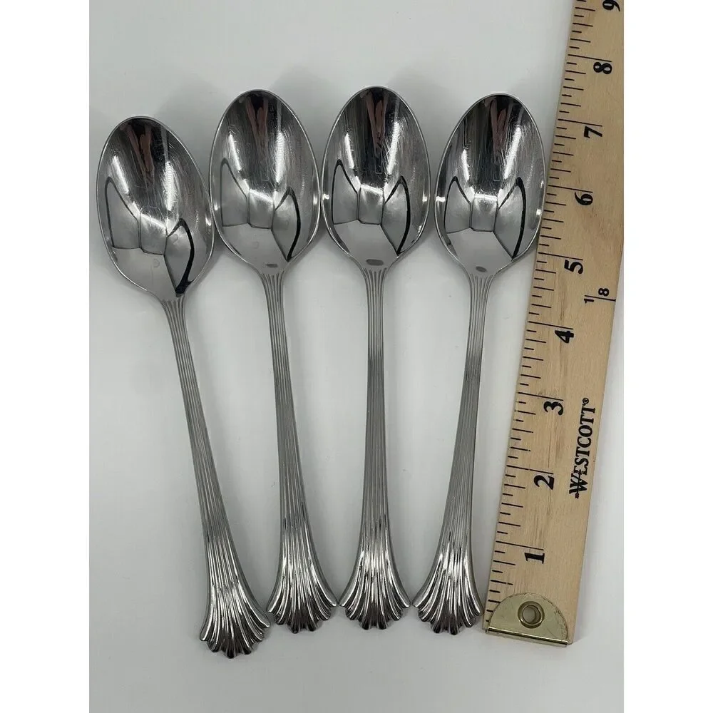 International Silver Tiara Stainless 18/8 Korea Glossy Dinner Spoons Set Of 4